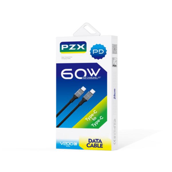 CABLE TIPO C A TIPO C  MODELO V200C 60W PZX NEGRO