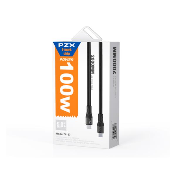 CABLE TIPO C A TIPO C  MODELO V187 100W PZX NEGRO