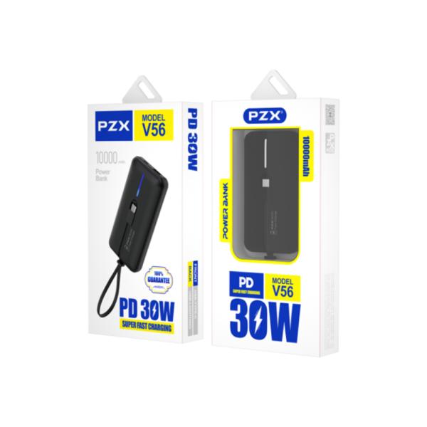 BATERIA EMERGENCIA 30W 10000 MAH MODELO V56 PZX NEGRO