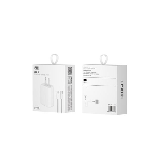 CARGADOR COMPLETO TIPO C 30W MODELO P72C PZX BLANCO