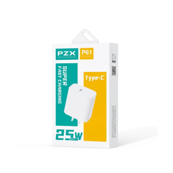 CUBO CARGADOR TIPO C 25W MODELO P61 PZX BLANCO