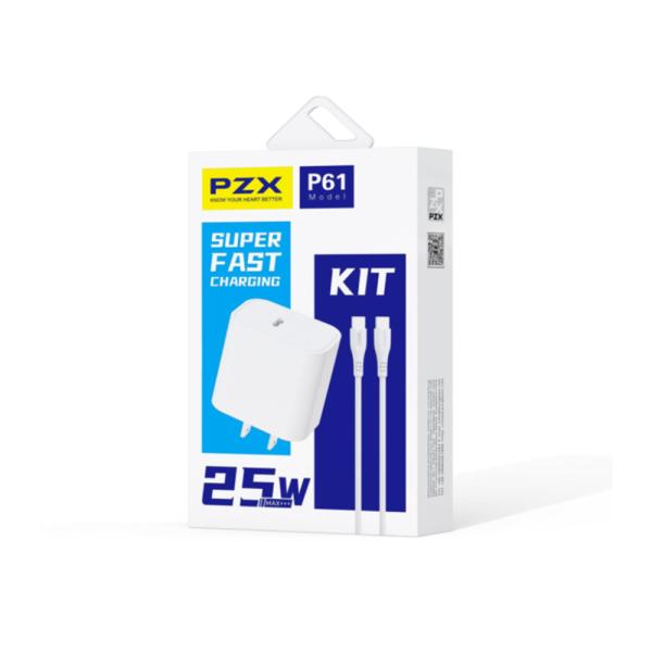 CARGADOR COMPLETO TIPO C 25W MODELO P61 PZX BLANCO