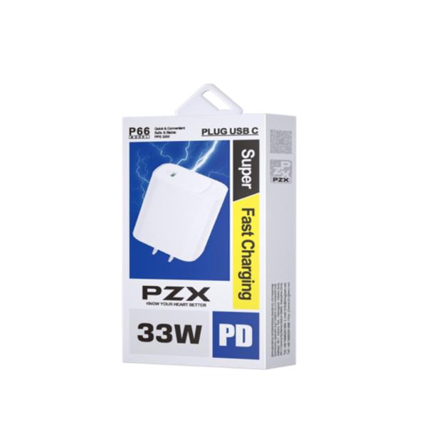 CUBO CARGADOR TIPO C 33W MODELO P66 PZX BLANCO