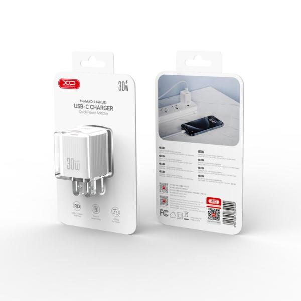 CUBO CARGADOR TIPO C 30W MODELO L148 XO BLANCO