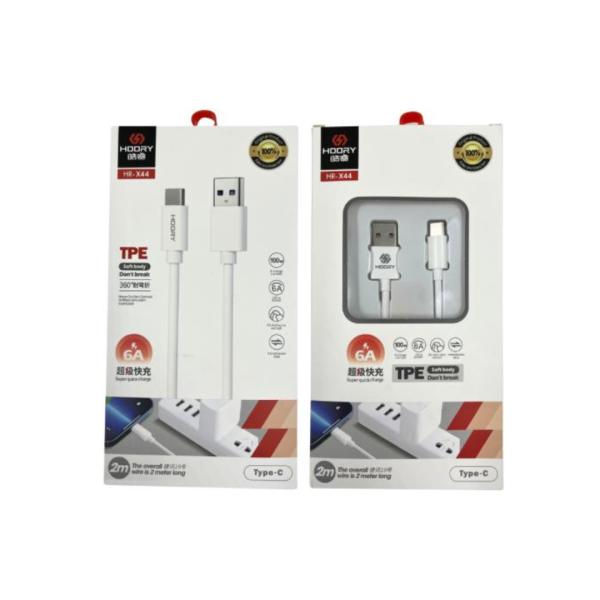 CABLES USB TIPO C HR-X44 HOORY 2MTS BLANCO
